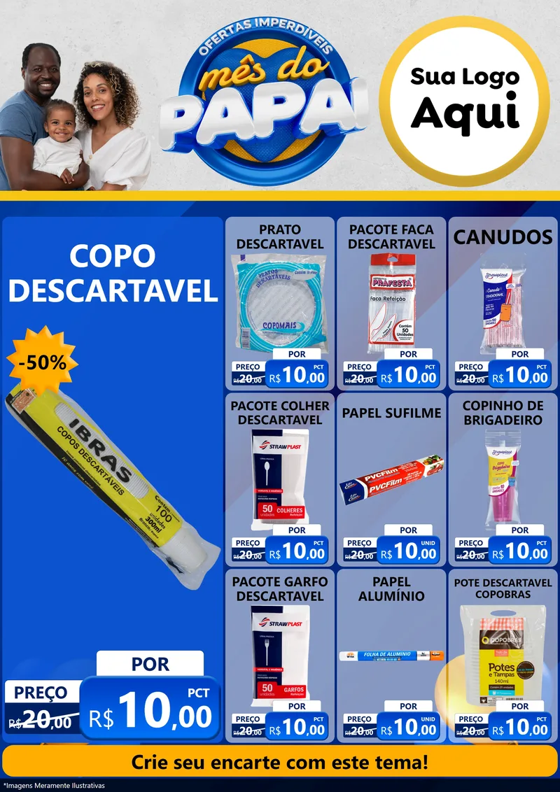 Modelo de Encarte para Encarte A4 Vertical com o tema Ofertas Imperdíveis Mês Do Papai para Embalagens
