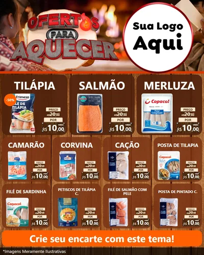 Modelo de Rede Social para Feed Instagram com o tema Ofertas Para Aquecer para Peixaria