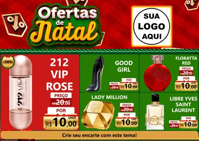 Modelo de Encarte para Encarte A4 Horizontal com o tema Ofertas de Natal para Perfumes