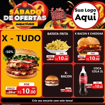 Modelo de Rede Social para Feed Facebook com o tema Sábado de Ofertas Imbatíveis para Hamburgueria