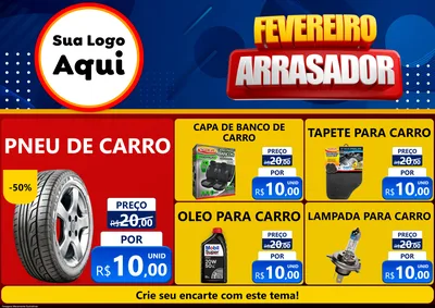 Modelo de Encarte para Encarte A4 Horizontal com o tema Fevereiro Arrasador para Auto peças
