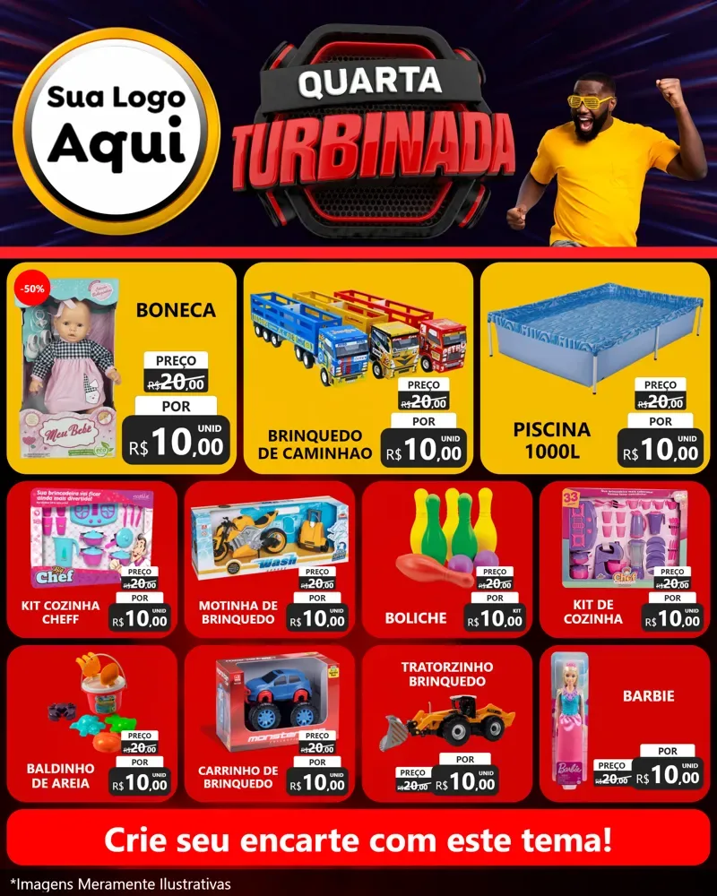 Modelo de Rede Social para Feed Instagram com o tema Quarta Turbinada para Brinquedos
