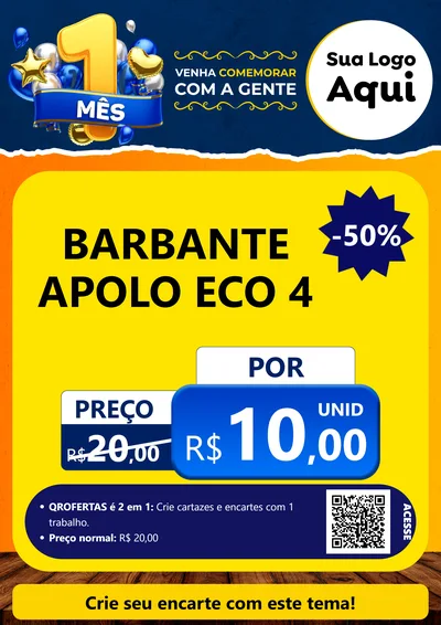 Modelo de Cartaz para Cartaz A4 Vertical com o tema Um Mês de Aniversário para Armarinho e Aviamentos