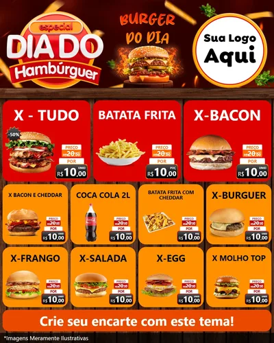 Modelo de Rede Social para Feed Instagram com o tema Especial Dia do Hambúrguer para Hamburgueria