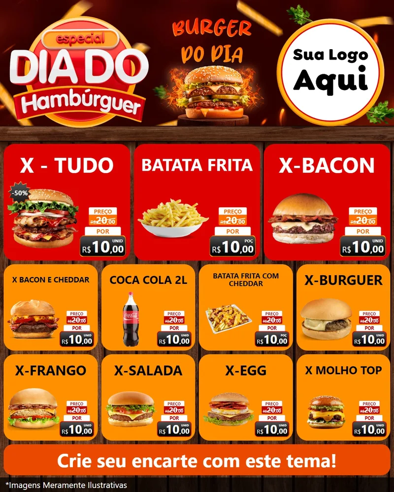 Modelo de Rede Social para Feed Instagram com o tema Especial Dia do Hambúrguer para Hamburgueria