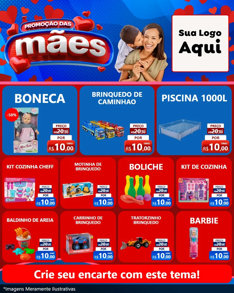 Modelo de Rede Social para Feed Instagram com o tema Promoção das Mães para Brinquedos