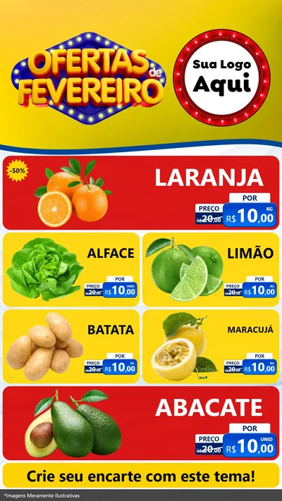 Modelo de TV para TV Vertical com o tema Ofertas de Fevereiro para Hortifrúti