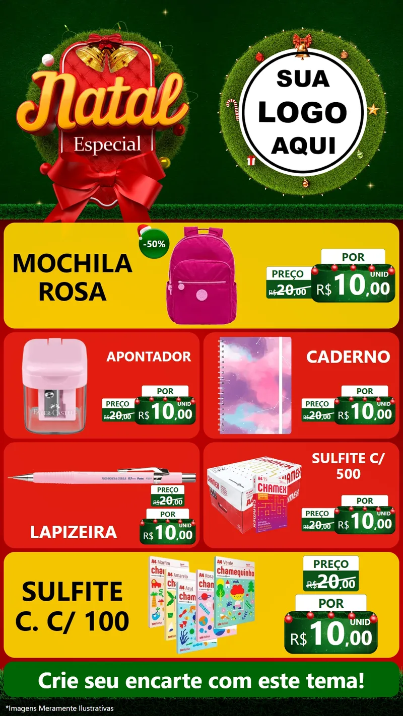 Modelo de TV para TV Vertical com o tema Natal Especial para Papelaria