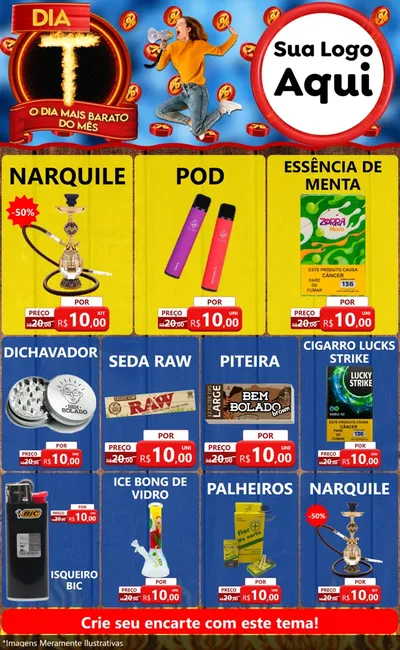 Modelo de Encarte para Encarte Grande com o tema Dia T - O Dia Mais Barato Do Mês para Tabacaria