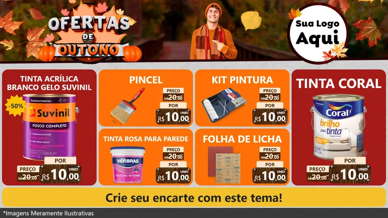 Modelo de TV para TV Horizontal com o tema Ofertas de Outono para Tintas e Ferramentas