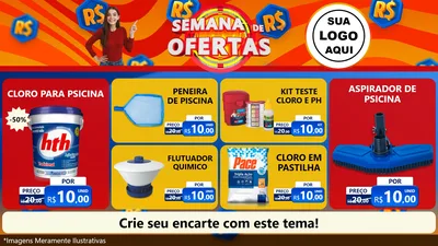 Modelo de TV para TV Horizontal com o tema Semana de Ofertas para Produtos para Piscina