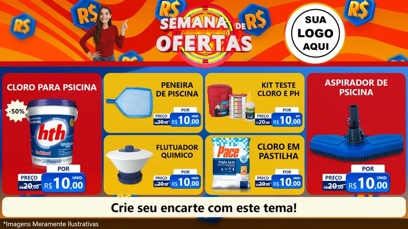 Modelo de TV para TV Horizontal com o tema Semana de Ofertas para Produtos para Piscina