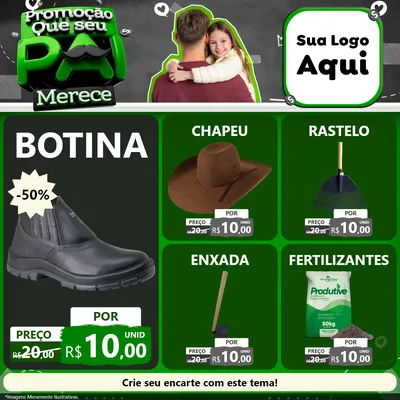 Modelo de Rede Social para Feed Facebook com o tema Promoção Que seu Pai Merece para Agropecuária