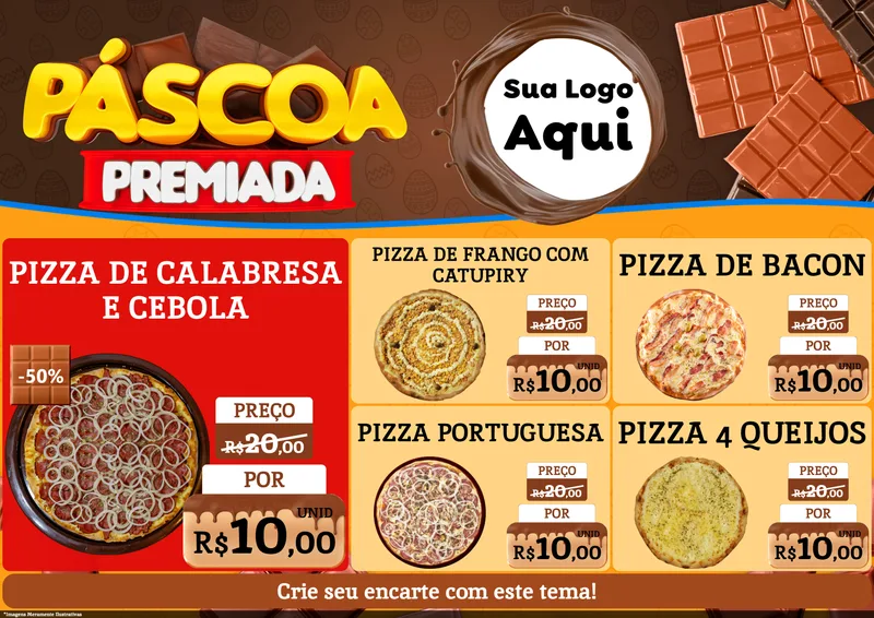 Modelo de Encarte para Encarte A4 Horizontal com o tema Páscoa Premiada para Pizzaria