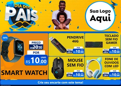 Modelo de Encarte para Encarte A4 Horizontal com o tema Dia dos Pais para Informática