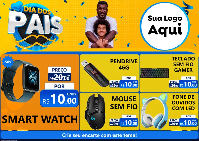 Modelo de Encarte para Encarte A4 Horizontal com o tema Dia dos Pais para Informática
