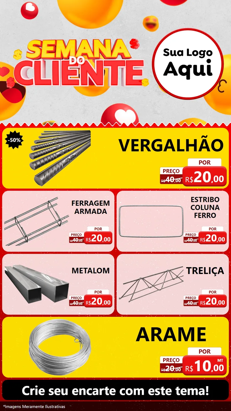 Modelo de TV para TV Vertical com o tema Semana do Cliente para Ferragens