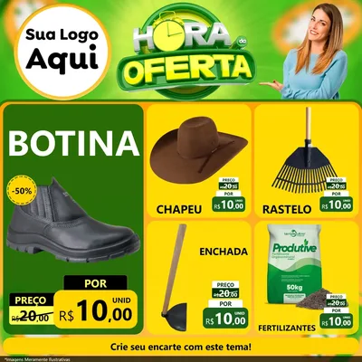 Modelo de Rede Social para Feed Facebook com o tema Hora da Oferta para Agropecuária