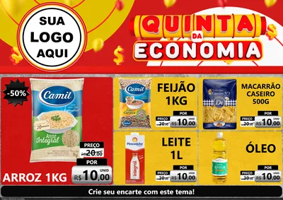 Modelo de Encarte para Encarte A4 Horizontal com o tema Quinta da Economia para Supermercado