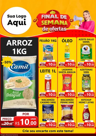 Modelo de Encarte para Encarte A4 Vertical com o tema Final de Semana de Ofertas para Supermercado