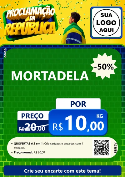 Modelo de Cartaz para Cartaz A4 Vertical com o tema Proclamação da República para Frios e Laticínios