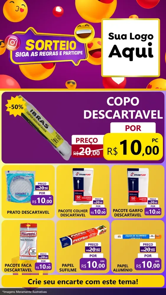 Modelo de Rede Social para Stories com o tema Sorteio para Embalagens