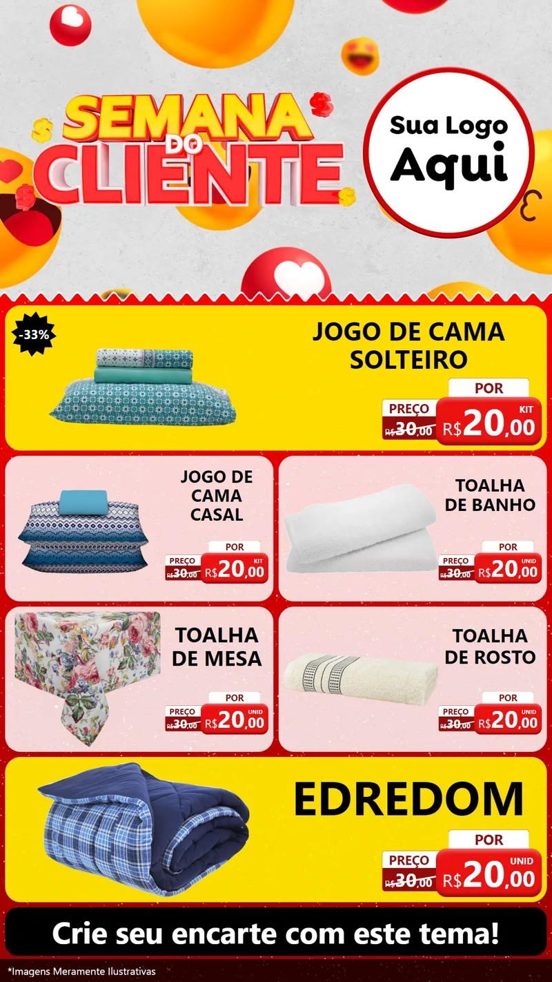 Modelo de TV para TV Vertical com o tema Semana do Cliente para Cama, Mesa e Banho