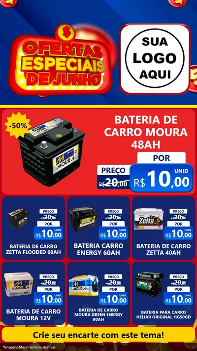 Modelo de Rede Social para Stories com o tema Ofertas Especiais de Junho para Baterias Elétricas