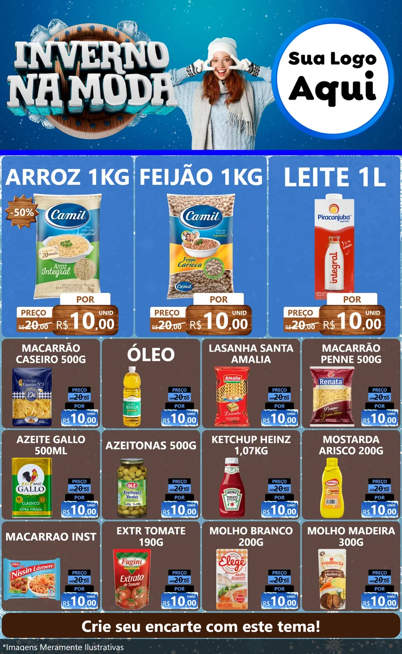 Modelo de Encarte para Encarte Grande com o tema Inverno na Moda para Supermercado