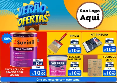 Modelo de Encarte para Encarte A4 Horizontal com o tema Verão de Ofertas para Tintas e Ferramentas