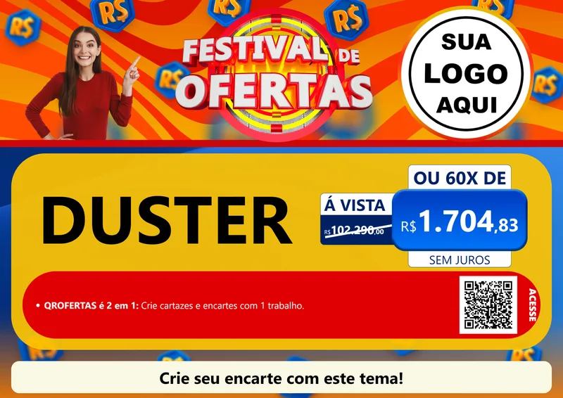 Modelo de Cartaz para Cartaz A4 Horizontal com o tema Festival de Ofertas para Concessionaria de Carros