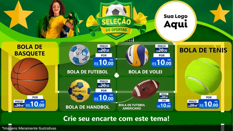 Modelo de TV para TV Horizontal com o tema Seleção de Ofertas - Copa para Artigos Esportivos