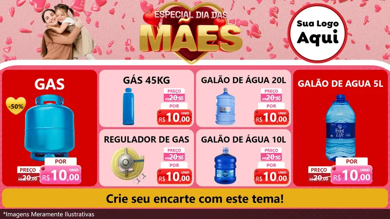 Modelo de TV para TV Horizontal com o tema Especial Dia Das Mães para Água e gás