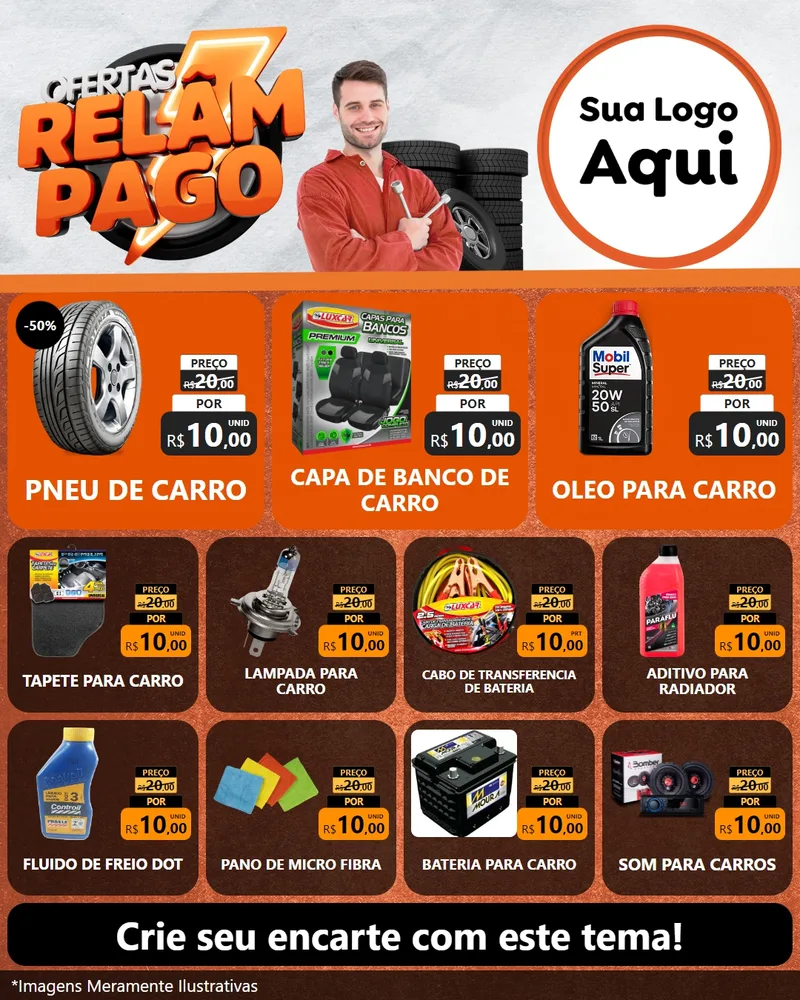 Modelo de Rede Social para Feed Instagram com o tema Ofertas Relâmpago - Moto / Auto para Auto peças