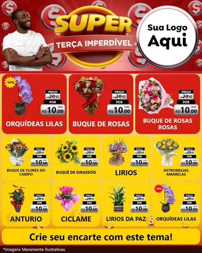 Modelo de Rede Social para Feed Instagram com o tema Super Terça Imperdível para Floricultura e jardim