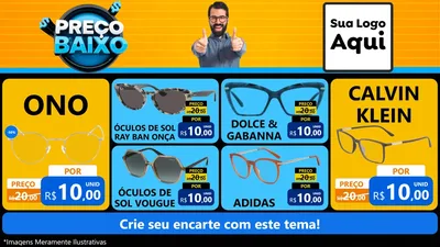 Modelo de TV para TV Horizontal com o tema Preço Baixo para Óticas