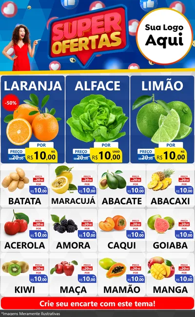 Modelo de Encarte para Encarte Grande com o tema Super Ofertas para Hortifrúti