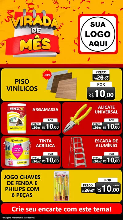 Modelo de TV para TV Vertical com o tema Virada de Mês para Material para Construção