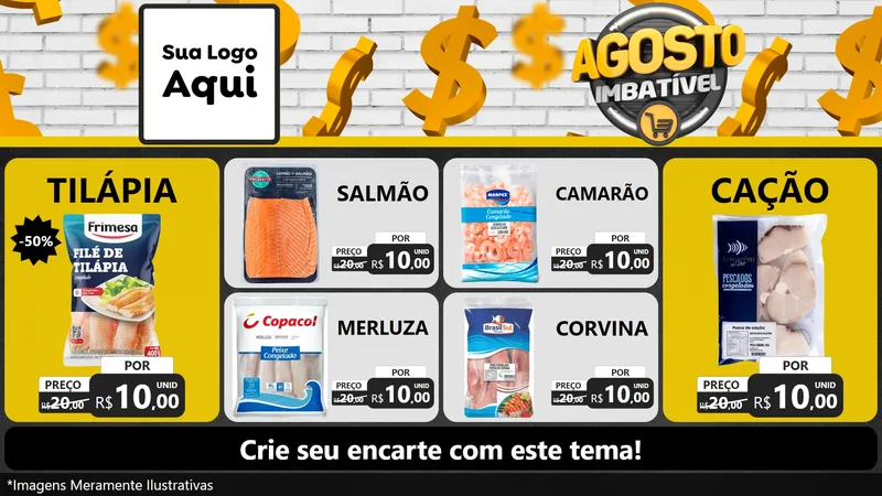 Modelo de TV para TV Horizontal com o tema Agosto imbatível para Peixaria