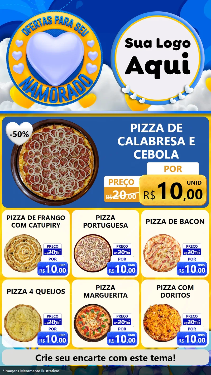 Modelo de Rede Social para Stories com o tema Ofertas Para Seu Namorado para Pizzaria
