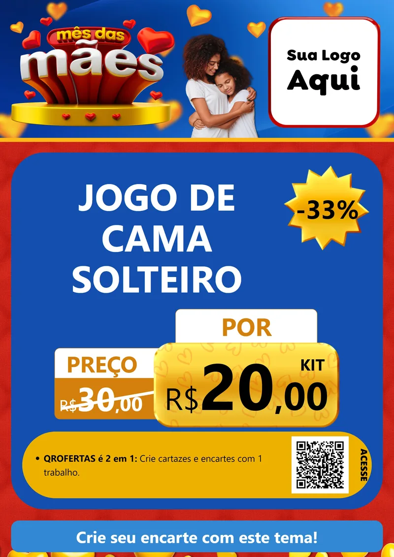 Modelo de Cartaz para Cartaz A4 Vertical com o tema Mês das Mães para Cama, Mesa e Banho