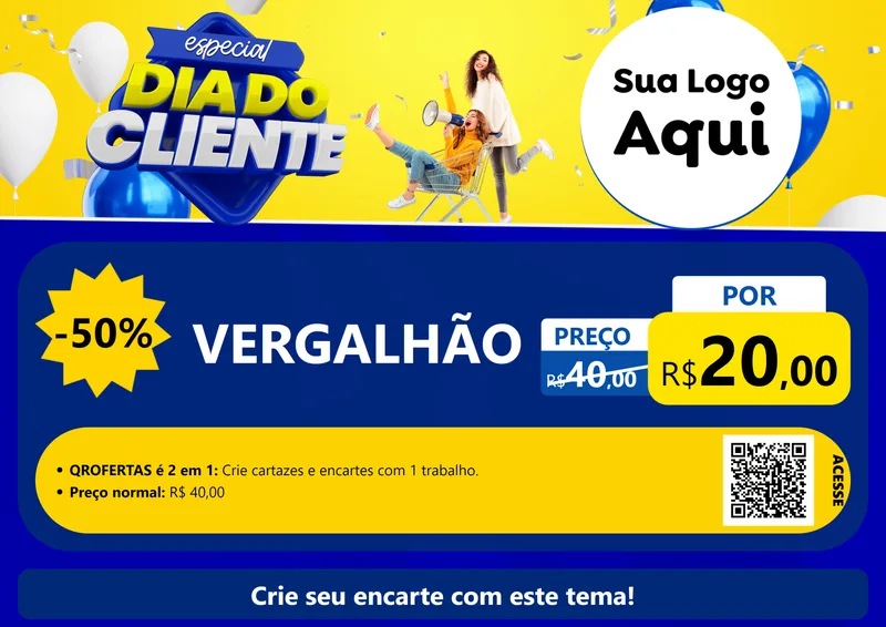 Modelo de Cartaz para Cartaz A4 Horizontal com o tema Especial Dia do Cliente para Ferragens