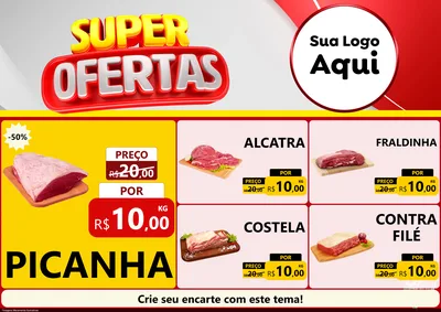Modelo de Encarte para Encarte A4 Horizontal com o tema Super Ofertas para Açougue