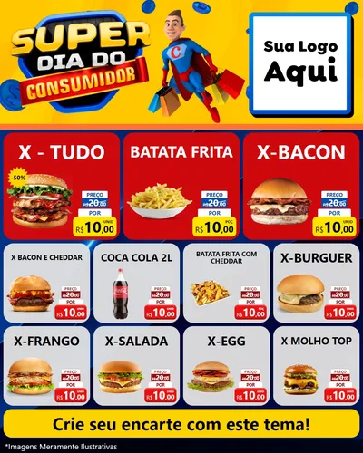 Modelo de Rede Social para Feed Instagram com o tema Super Dia do Consumidor para Hamburgueria