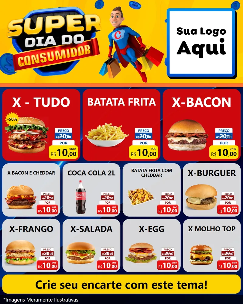 Modelo de Rede Social para Feed Instagram com o tema Super Dia do Consumidor para Hamburgueria