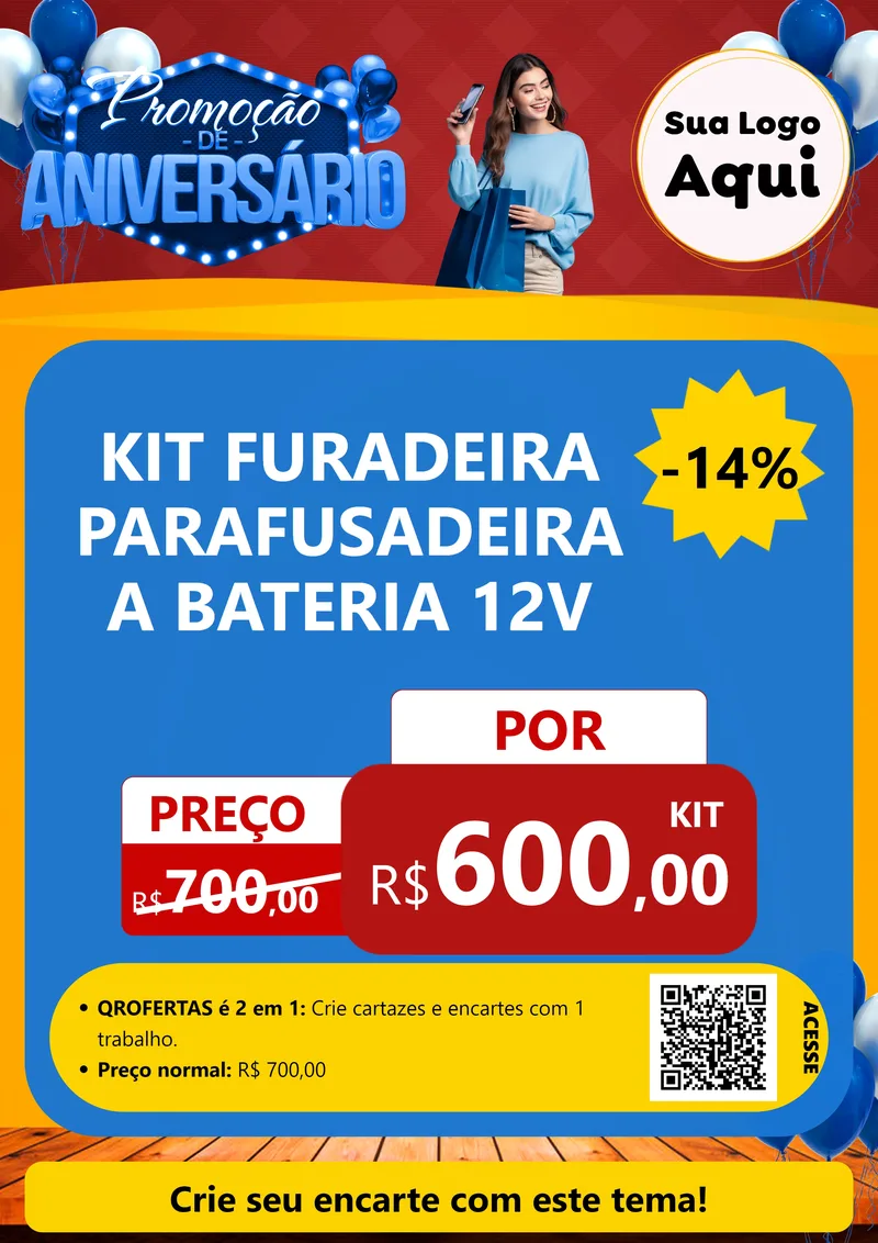 Modelo de Cartaz para Cartaz A4 Vertical com o tema Promoção de Aniversário para Maquinas e Ferramentas