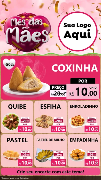 Modelo de Rede Social para Stories com o tema Mês das Mães para Salgadaria