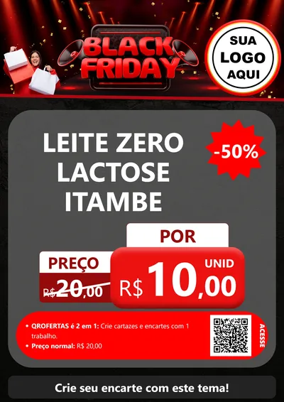 Modelo de Cartaz para Cartaz A4 Vertical com o tema Black Friday para Frios e Laticínios