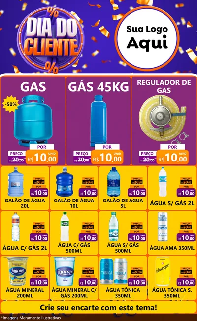 Modelo de Encarte para Encarte Grande com o tema Dia do Cliente para Água e gás
