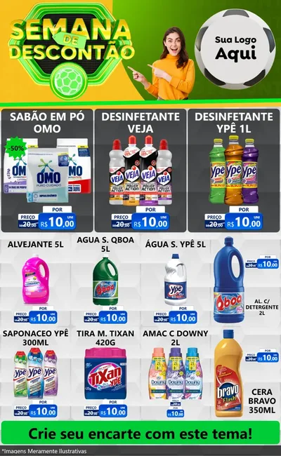 Modelo de Encarte para Encarte Grande com o tema Semana de Descontão - Copa para Produtos de Limpeza